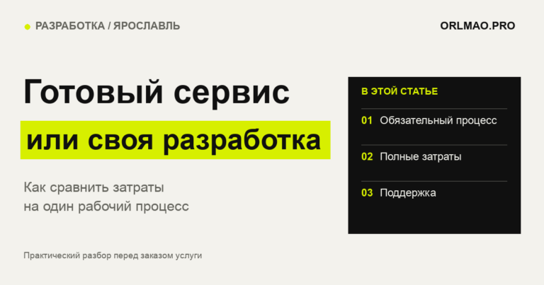 Готовый сервис или своя разработка: Обязательный процесс, Полные затраты, Поддержка